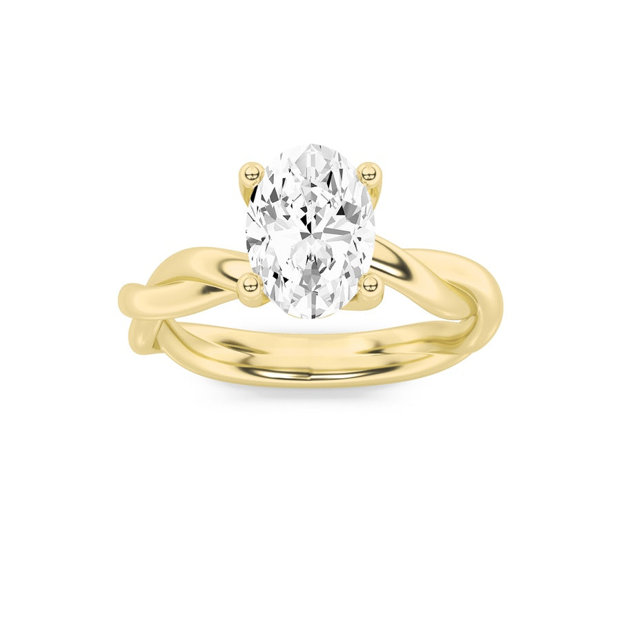 Oval Shape Twisted Shank Solitaire Engagement Ring lab grown diamond