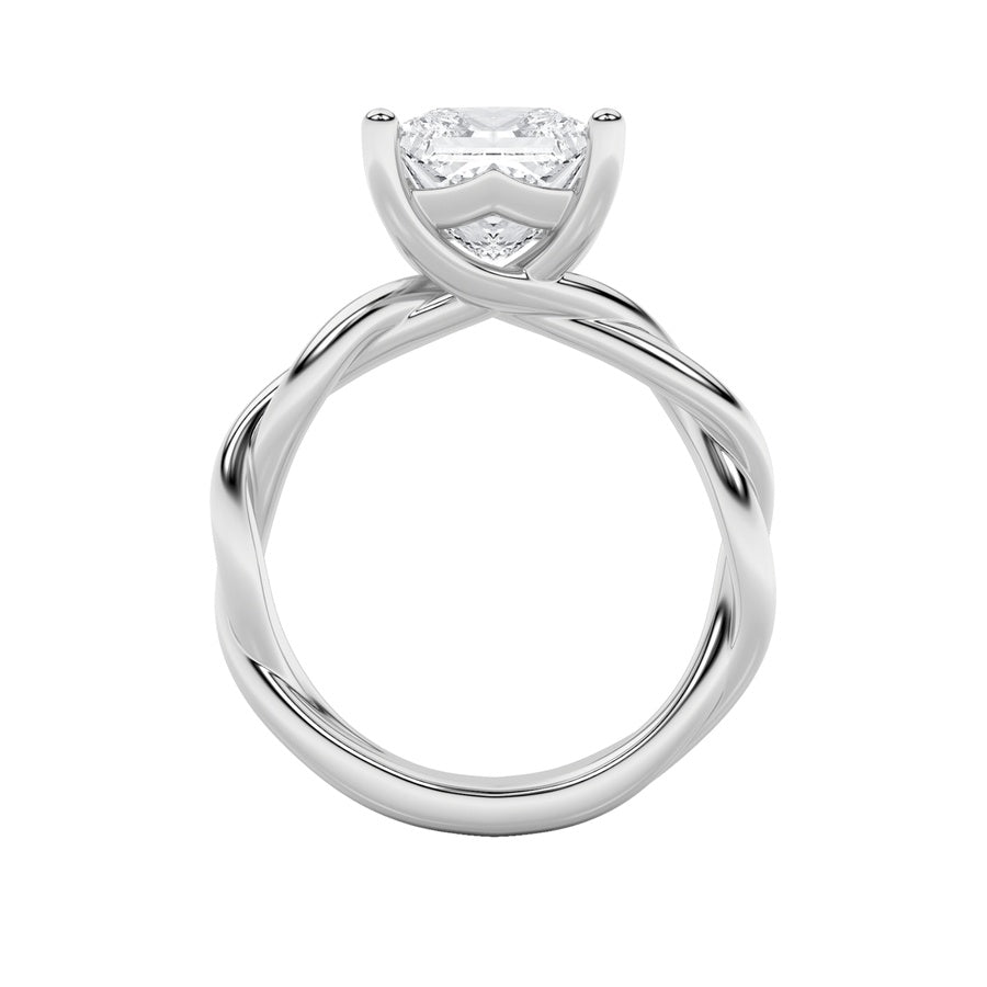 3Cttw Princess Shaped Lab Grown Diamond (F/VS) Twisted Shank Solitaire Engagement Ring in 14K Gold