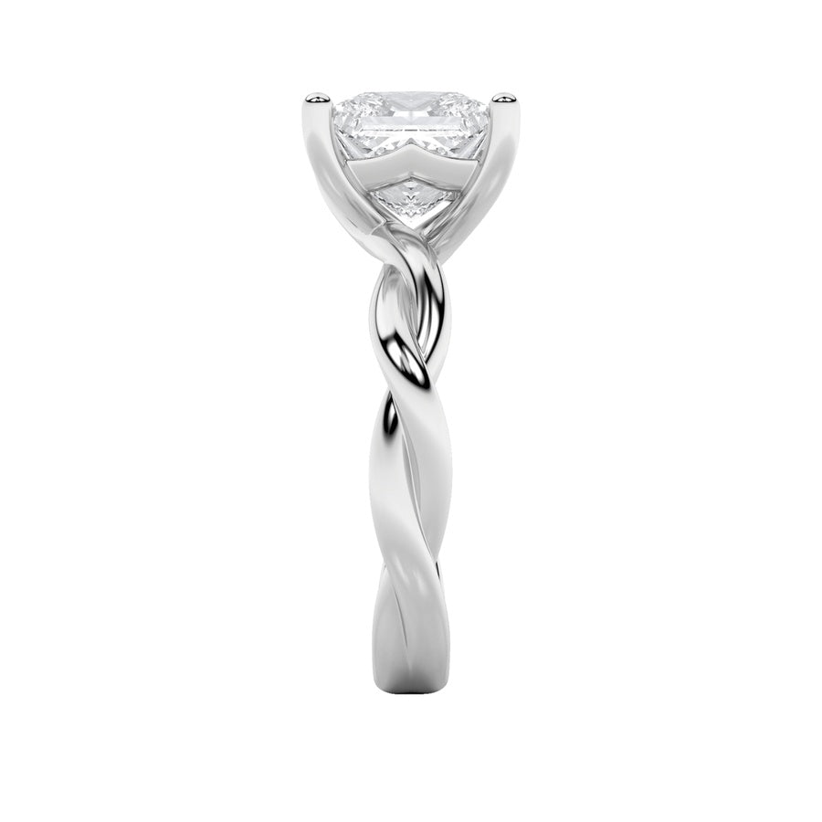 3Cttw Princess Shaped Lab Grown Diamond (F/VS) Twisted Shank Solitaire Engagement Ring in 14K Gold