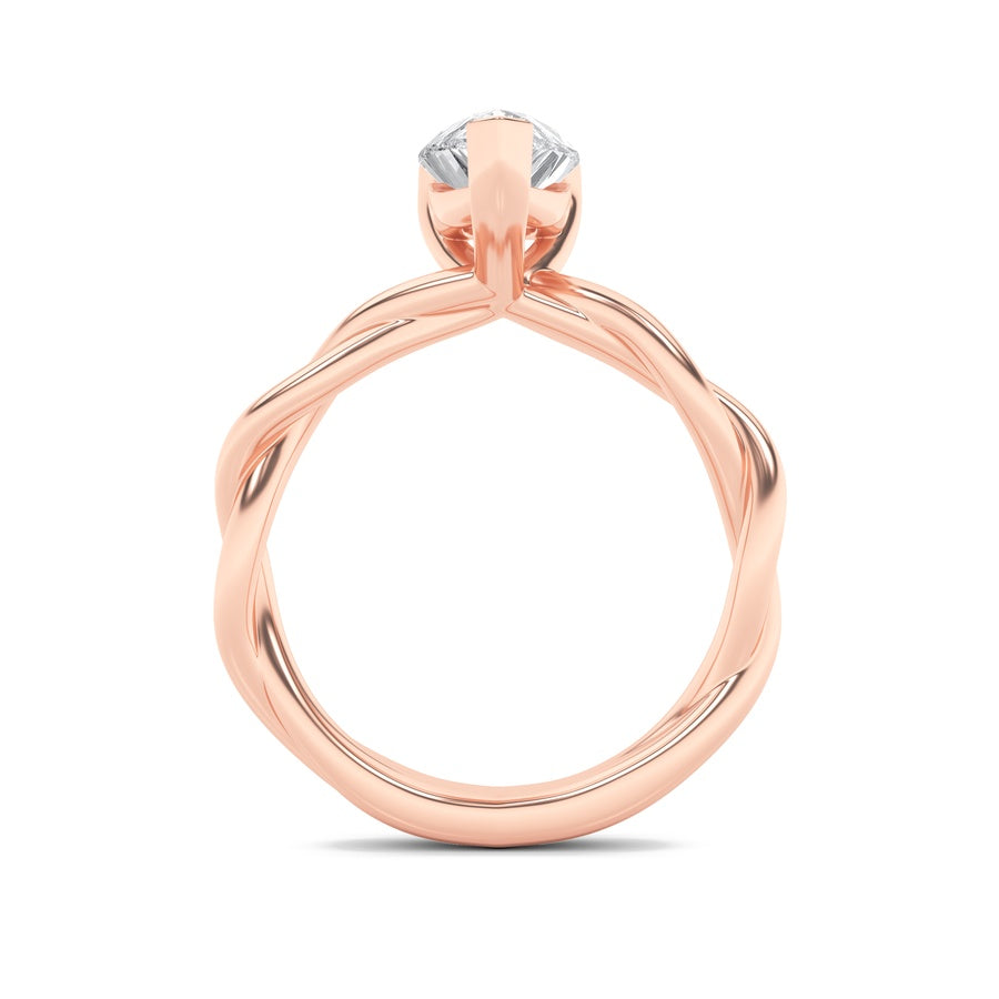 1.5Cttw Pear Shaped Lab Grown Diamond (F/VS) Twisted Shank Solitaire Engagement Ring in 14K Gold