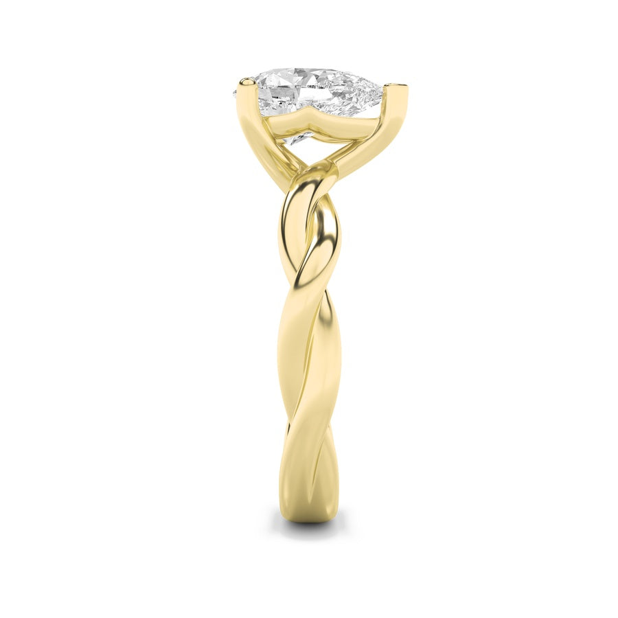 2Cttw Pear Shaped Lab Grown Diamond (F/VS) TwistedShank Solitaire Engagement Ring in 14K Gold