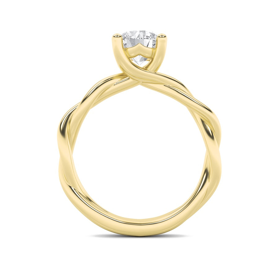 1Cttw Round Shaped Lab Grown Diamond (F/VS) Twisted Shank Solitaire Engagement Ring in 14K Gold
