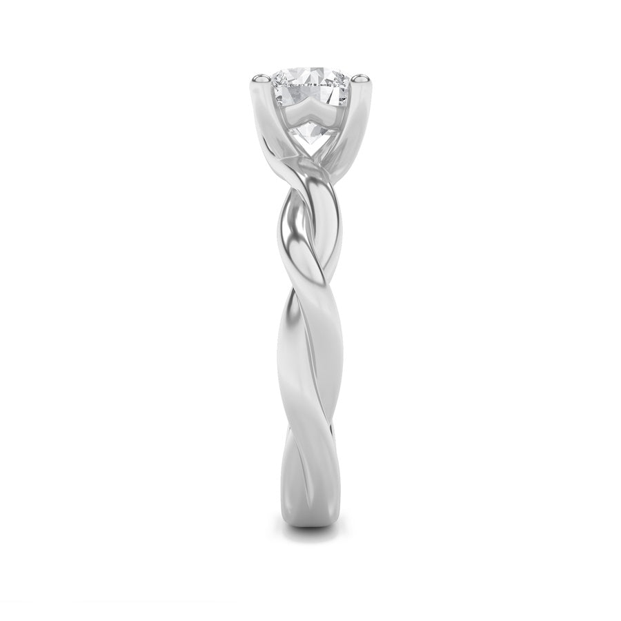 1.5Cttw Round Shaped Lab Grown Diamond (F/VS) Twisted Shank Solitaire Engagement Ring in 14K Gold
