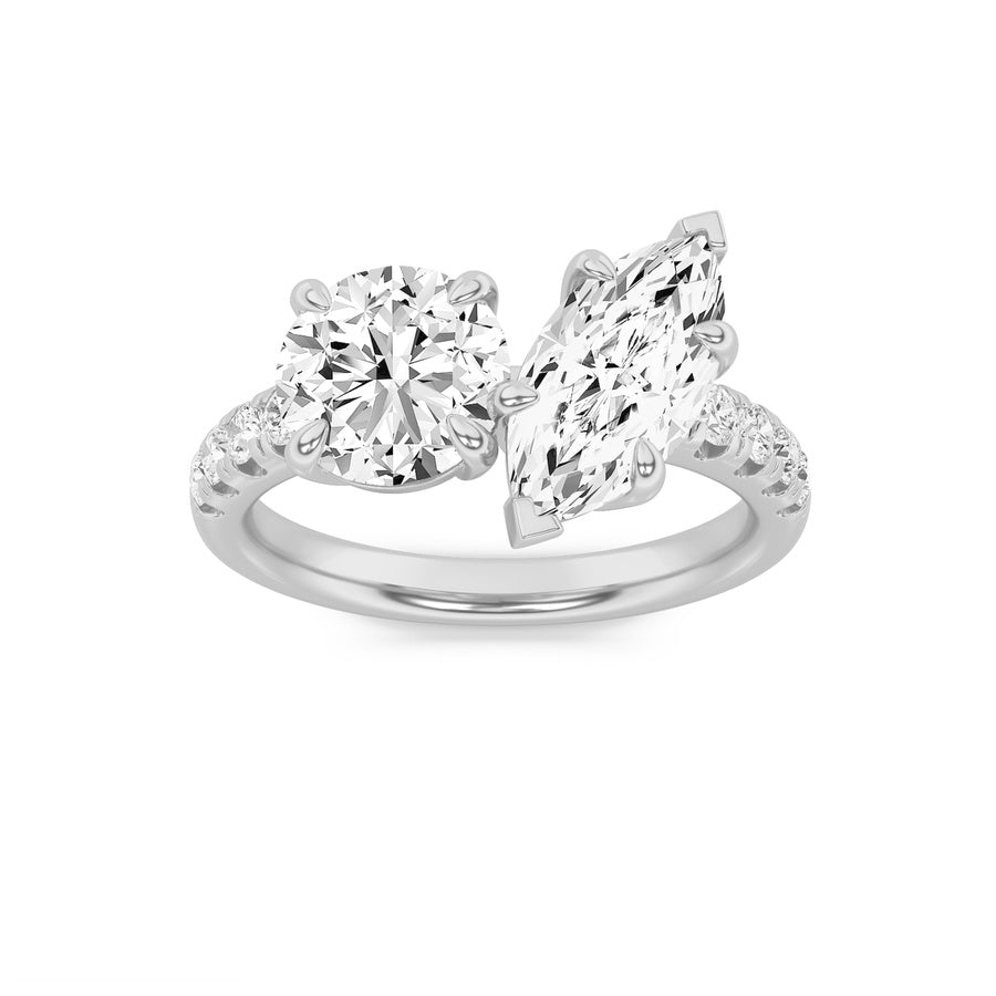 Round Shape Toi Et Moi Engagement Ring lab grown diamond