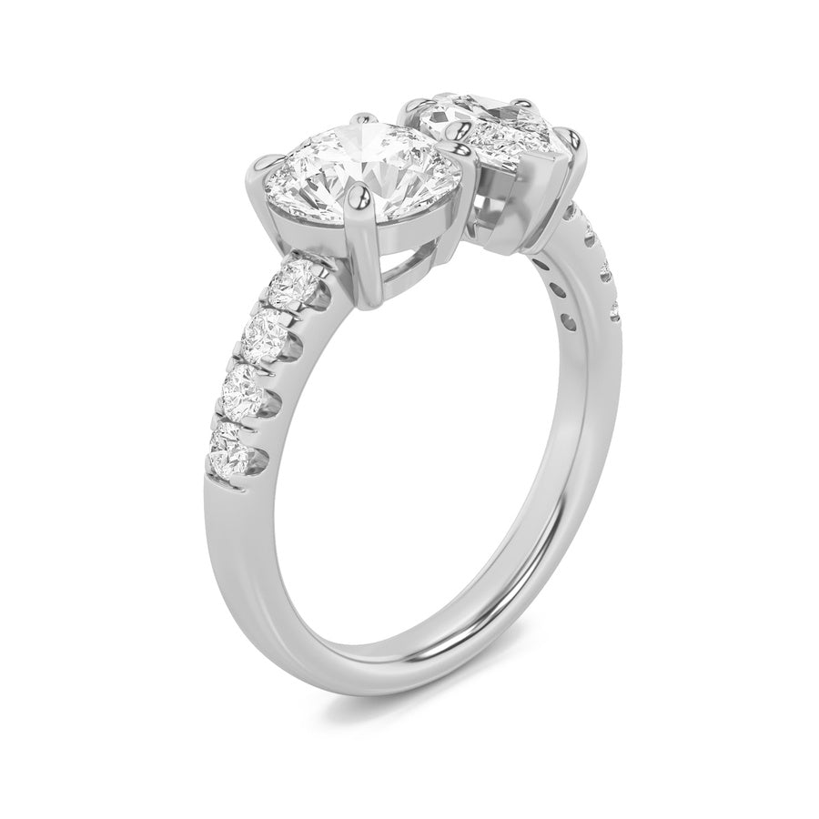 Round Shape Toi Et Moi Engagement Ring lab grown diamond