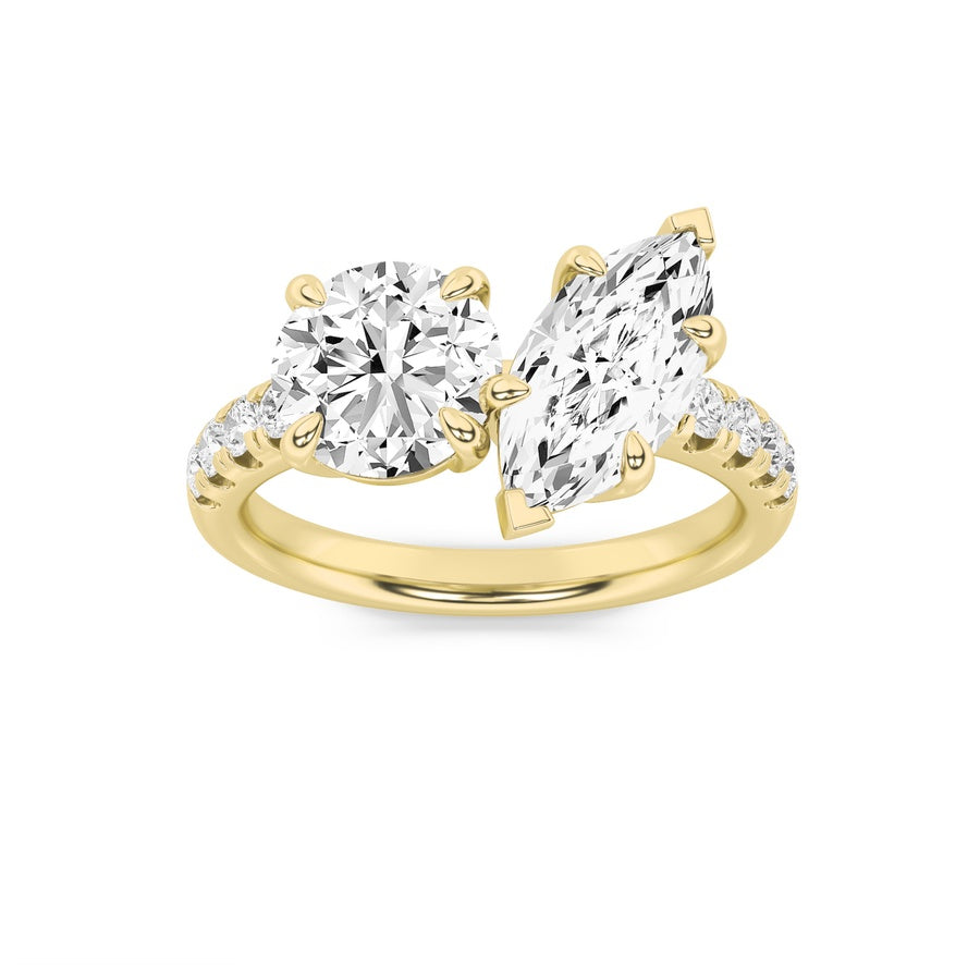 Round Shape Toi Et Moi Engagement Ring lab grown diamond