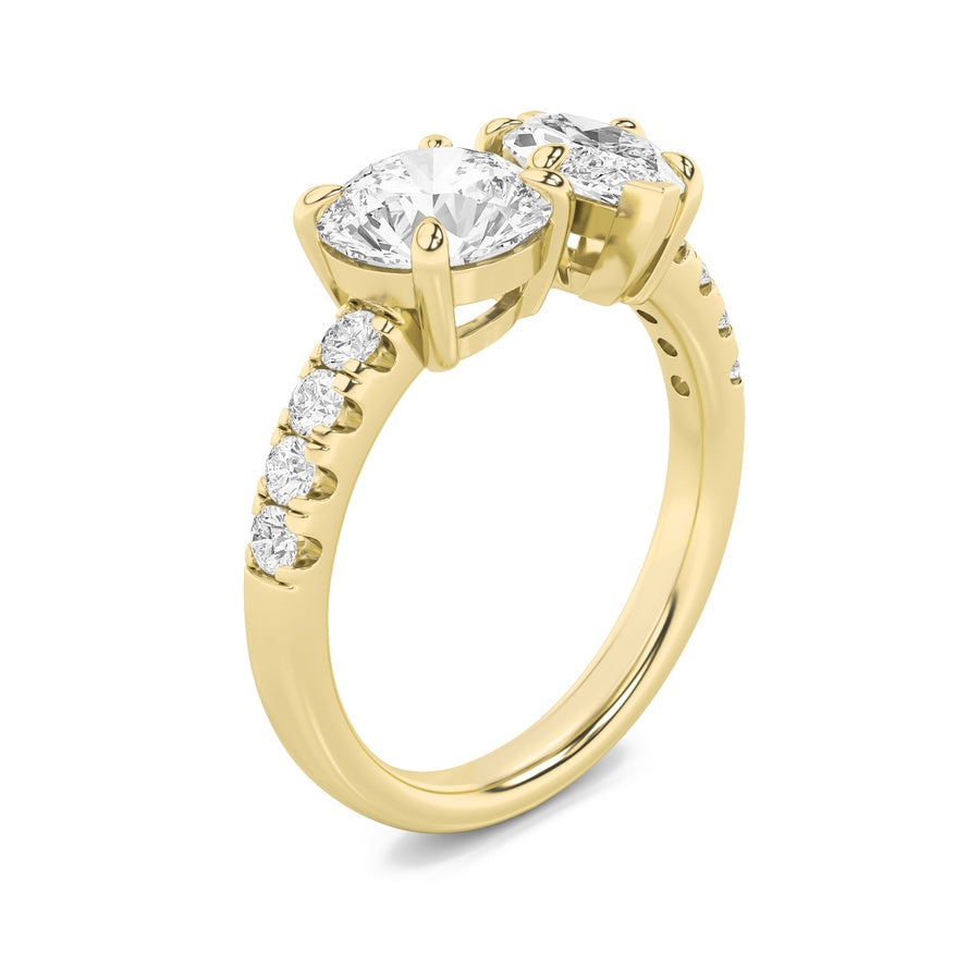 Round Shape Toi Et Moi Engagement Ring lab grown diamond