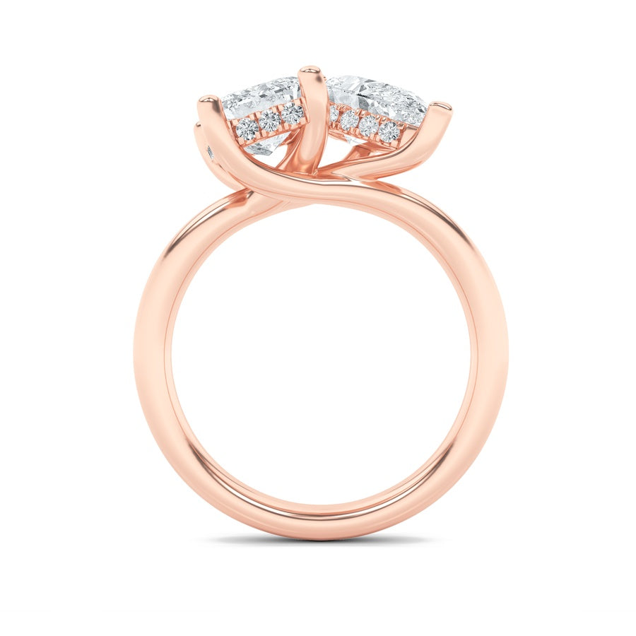 3Cttw Emerald Shaped Lab Grown Diamond (F/VS) Toiet Moi Engagement Ring in 14K Gold