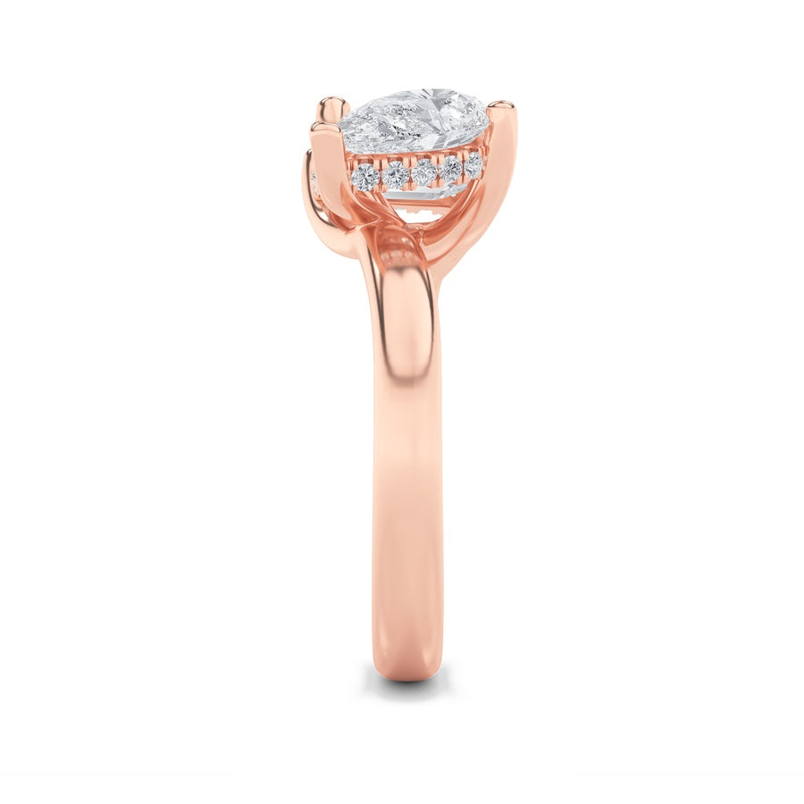 3Cttw Emerald Shaped Lab Grown Diamond (F/VS) Toiet Moi Engagement Ring in 14K Gold