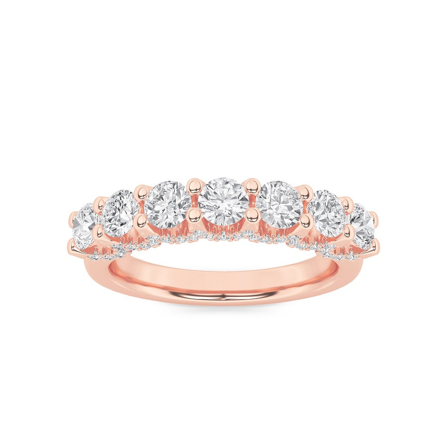 1Cttw Round Shaped Lab Grown Diamond (F/VS) Accented Double Halo Set of Band and  Ring in 14K Gold