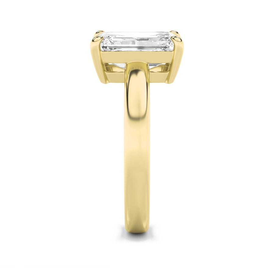 3Cttw Emerald Shaped Lab Grown Diamond (F/VS) Toiet Moi Engagement Ring in 14K Gold