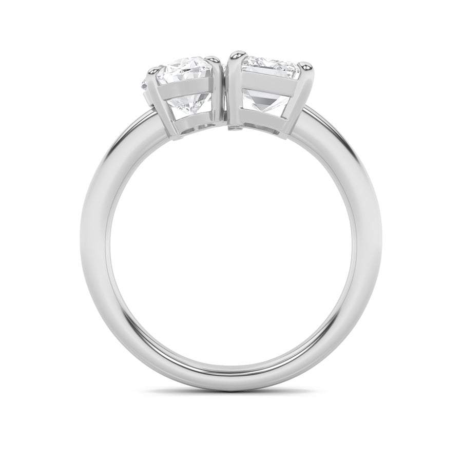 3Cttw Emerald Shaped Lab Grown Diamond (F/VS) Toiet Moi Engagement Ring in 14K Gold