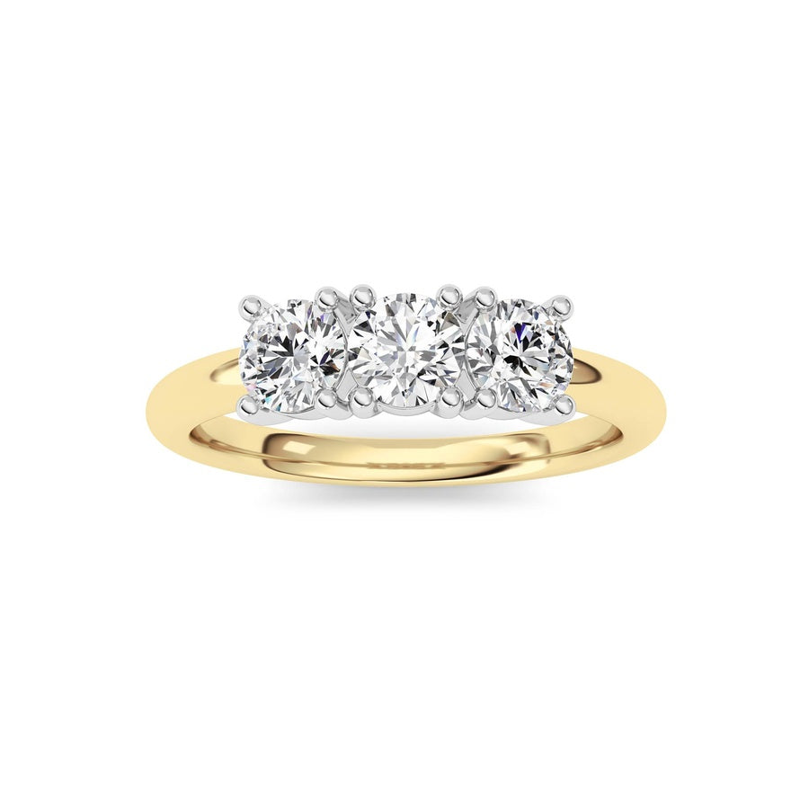 Round Shape Three Stone Band Ring lab grown diamond