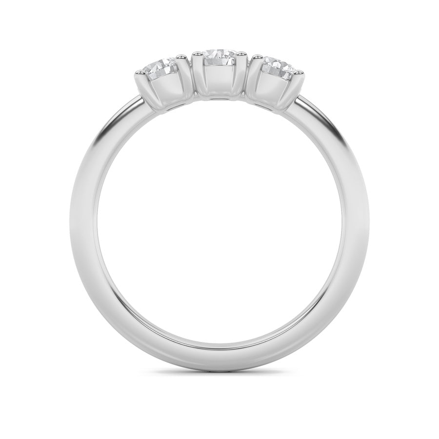 0.75Cttw Round Shaped Lab Grown Diamond (F/VS) Three Stone Band Ring in 14K Gold