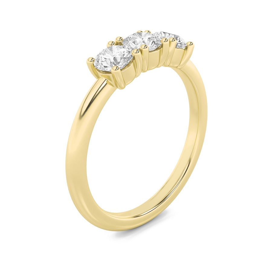 0.75Cttw Round Shaped Lab Grown Diamond (F/VS) Three Stone Band Ring in 14K Gold