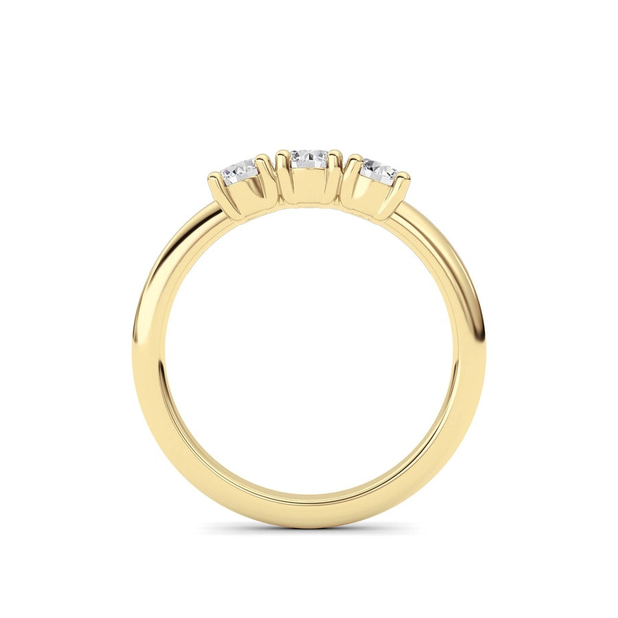 0.75Cttw Round Shaped Lab Grown Diamond (F/VS) Three Stone Band Ring in 14K Gold