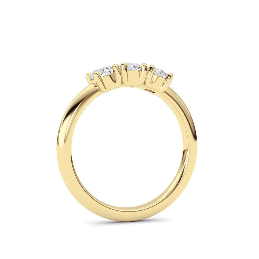 0.75Cttw Round Shaped Lab Grown Diamond (F/VS) Three Stone Band Ring in 14K Gold