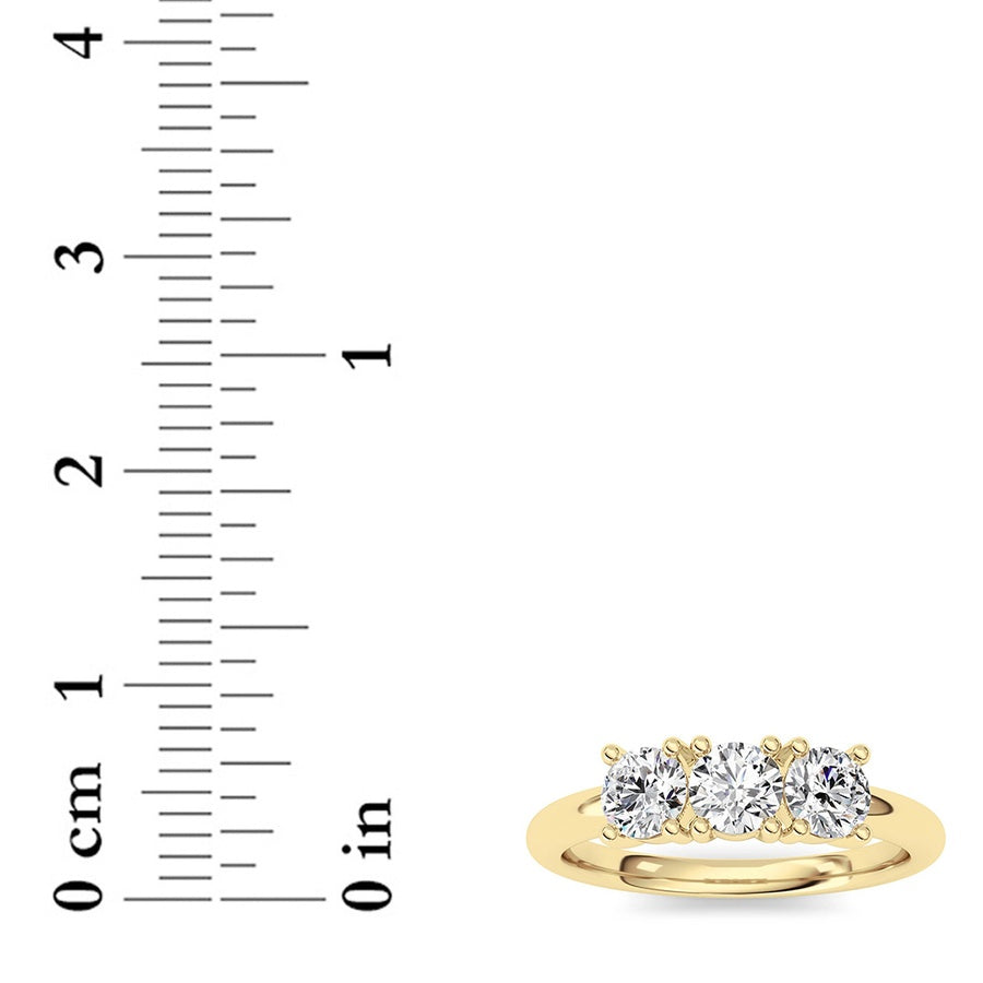 0.75Cttw Round Shaped Lab Grown Diamond (F/VS) Three Stone Band Ring in 14K Gold