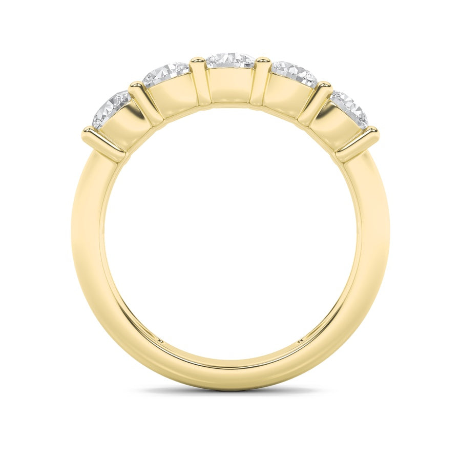 1.5Cttw Round Shaped Lab Grown Diamond (F/VS) FiveStone Band Ring in 14K Gold