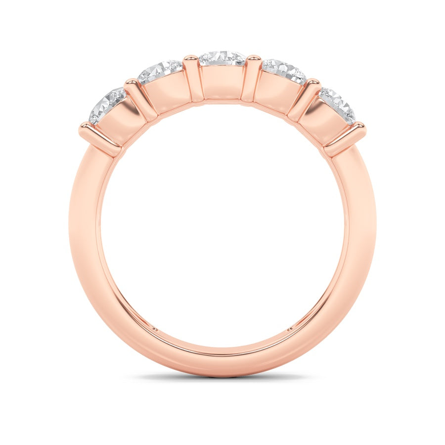 1.5Cttw Round Shaped Lab Grown Diamond (F/VS) FiveStone Band Ring in 14K Gold