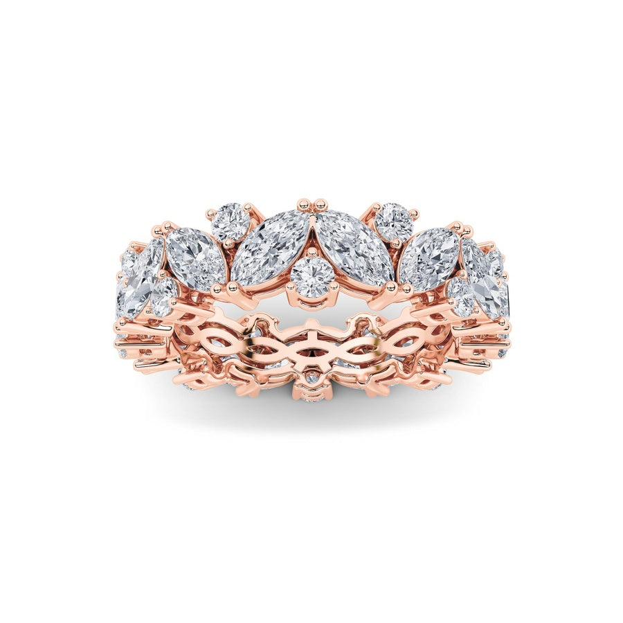 3Cttw Marquise Shaped Lab Grown Diamond (F/VVS) Eternity Band Ring in 14K Gold
