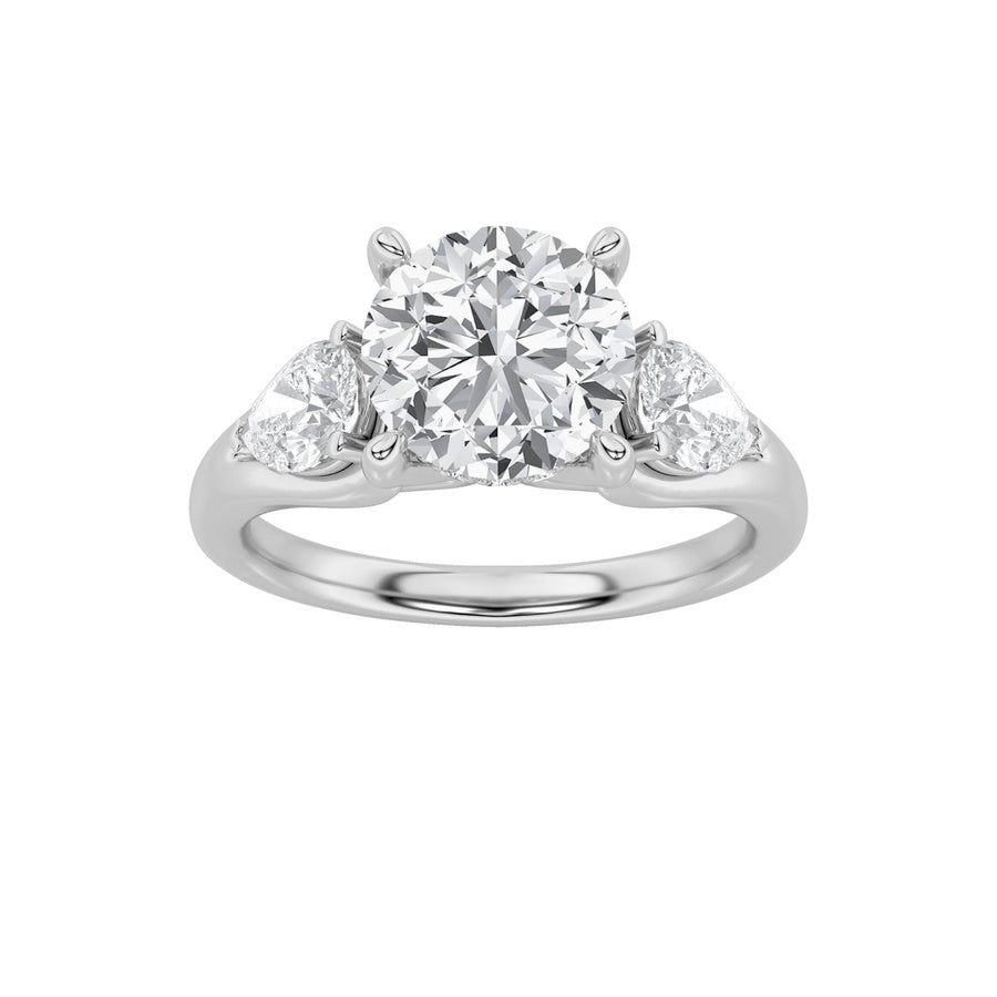 Round Shape Accented Three Stone Ring lab grown diamond