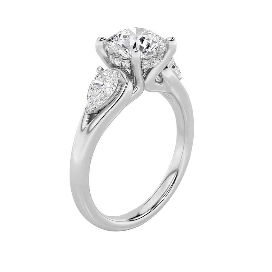 Round Shape Accented Three Stone Ring lab grown diamond