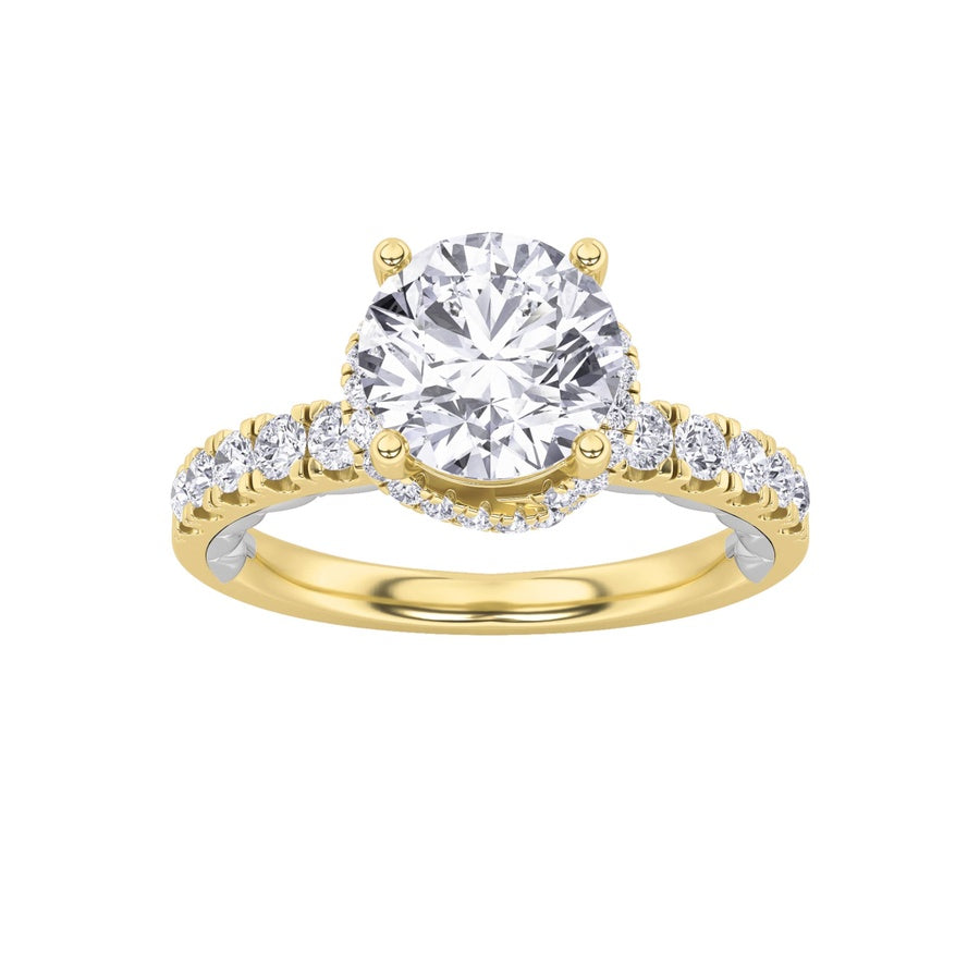 Round Shape Two Tone Accented Fancy Engagement Ring lab grown diamond