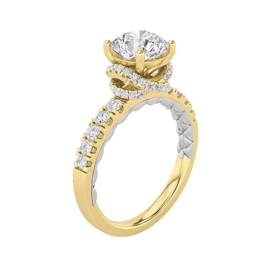 Round Shape Two Tone Accented Fancy Engagement Ring lab grown diamond