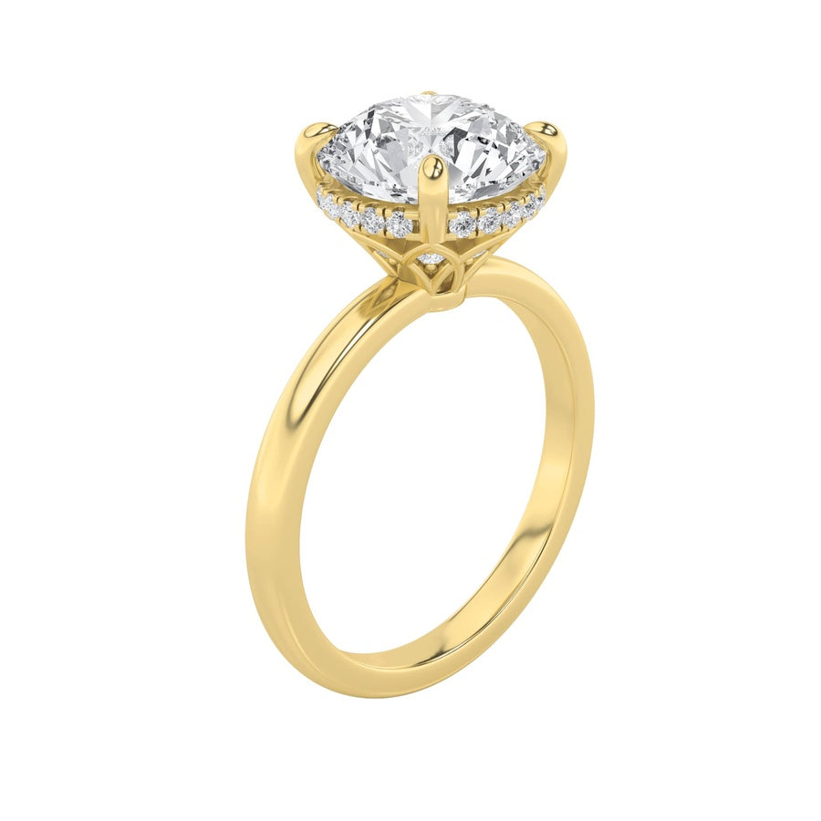 Round Shape Classic Hidden Halo Solitaire Engagement Ring lab grown diamond