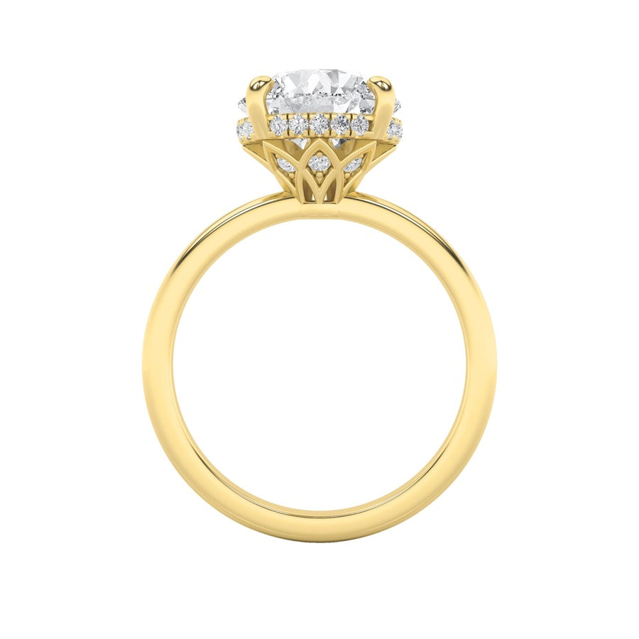 Round Shape Classic Hidden Halo Solitaire Engagement Ring lab grown diamond
