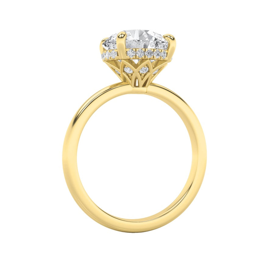 Round Shape Classic Hidden Halo Solitaire Engagement Ring lab grown diamond