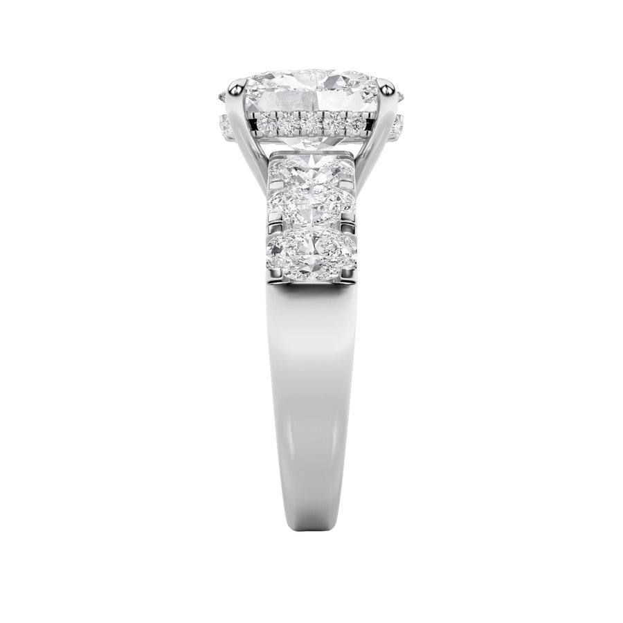 4Cttw Oval Shaped Lab Grown Diamond (F/VS) Bold Accented Engagement  Ring in 14K Gold