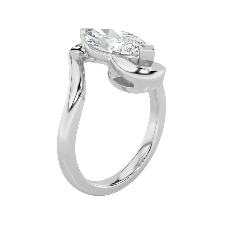 2Cttw Marquise Shaped Lab Grown Diamond (F/VS) Swirl Engagement Ring in 14K Gold