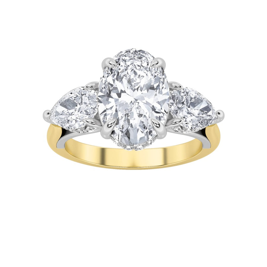 Oval Shape Accented Three Stone Ring lab grown diamond