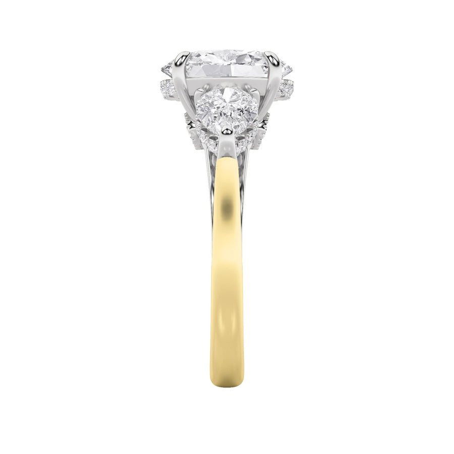 Oval Shape Accented Three Stone Ring lab grown diamond