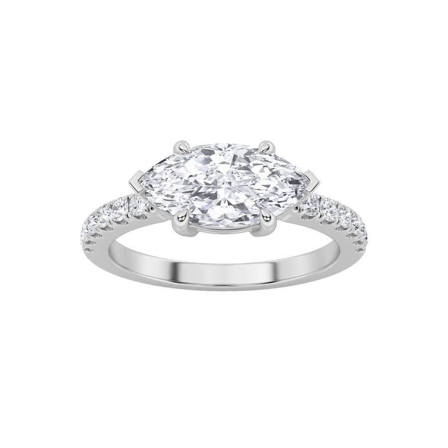 Marquise Shape East West Accented Ring lab grown diamond