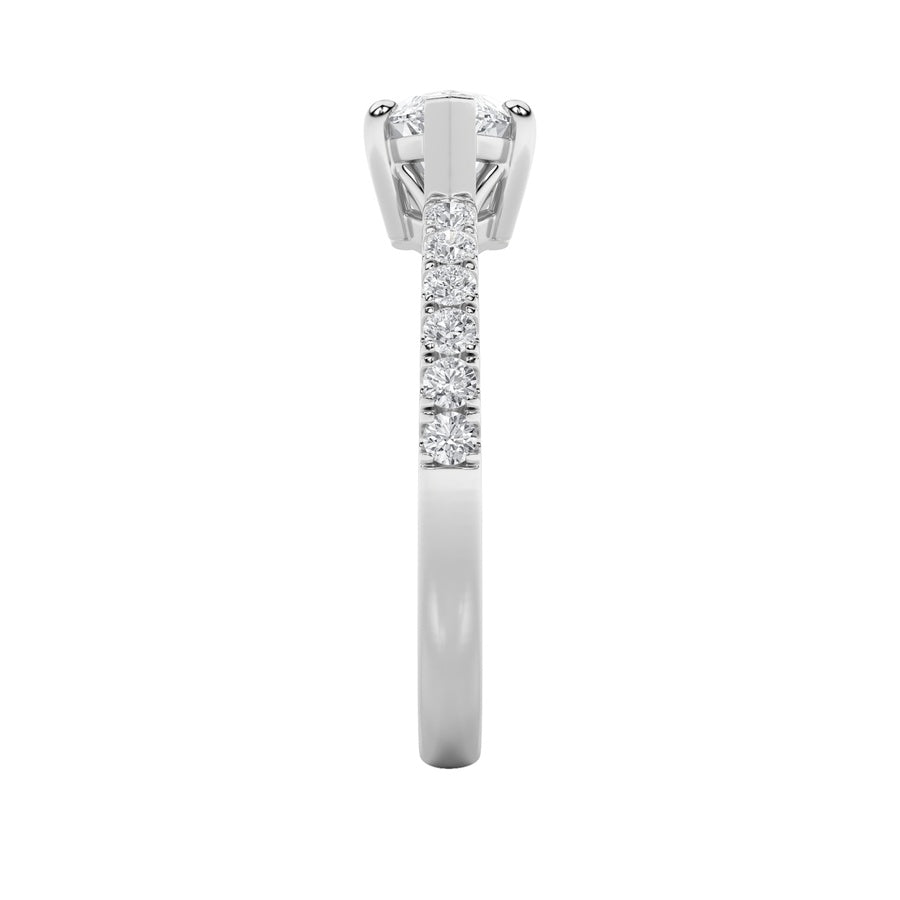 1.5Cttw Marquise Shaped Lab Grown Diamond (F/VS) East West Accented Ring in 14K Gold