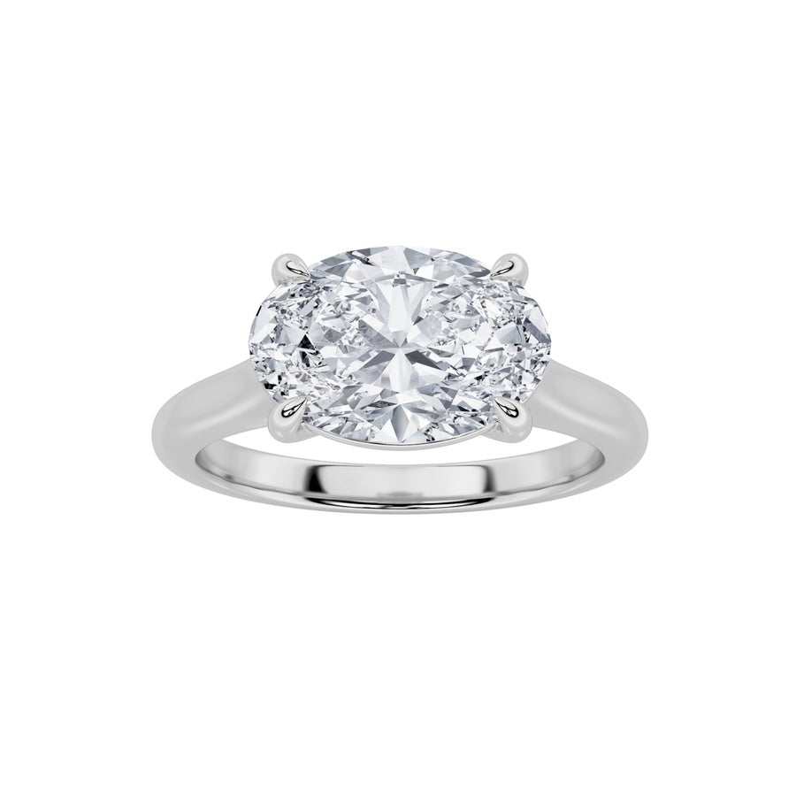 Oval Shape East West Accented Ring lab grown diamond
