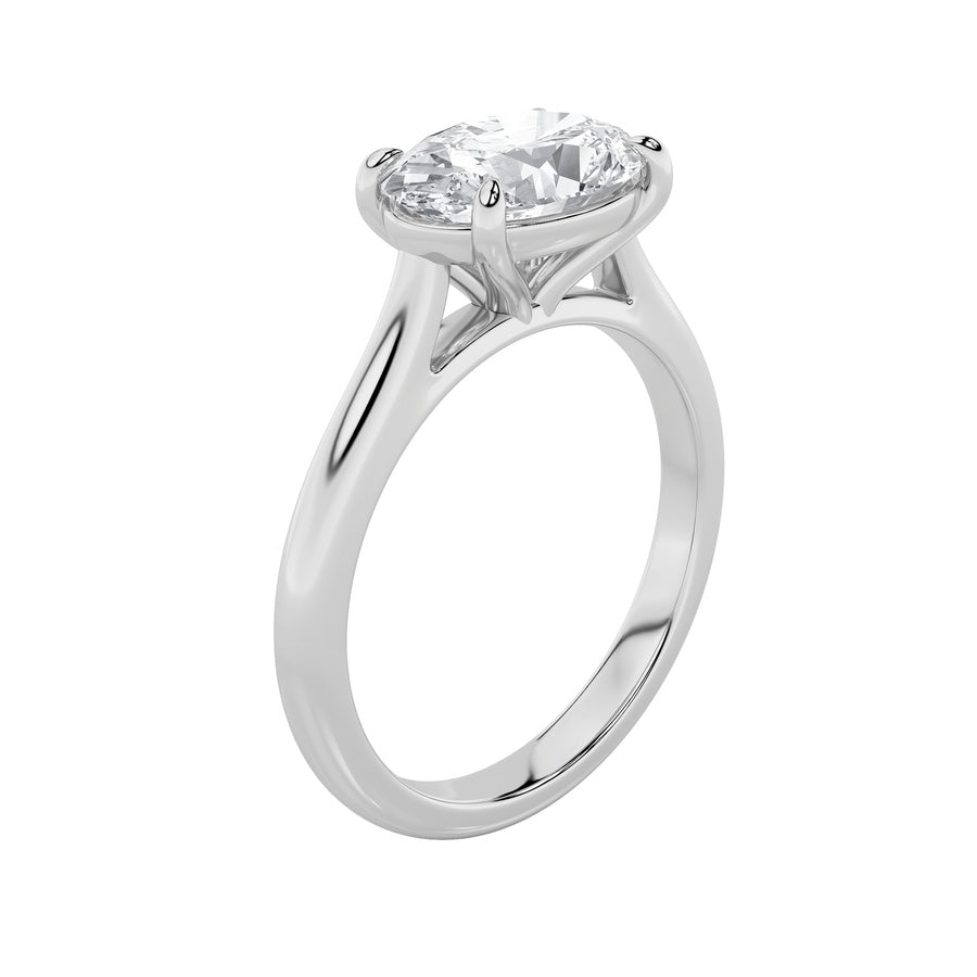 2Cttw Oval Shaped Lab Grown Diamond (F/VS) East West Accented Ring in 14K Gold