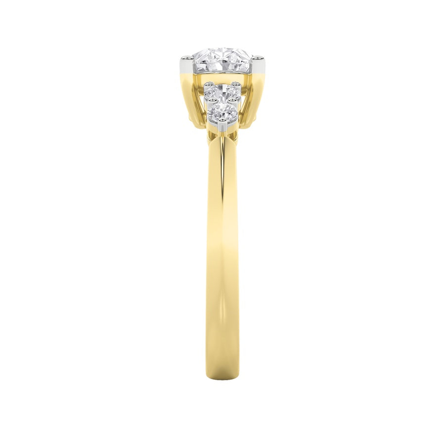 Oval Shape East West Five Stone Ring lab grown diamond