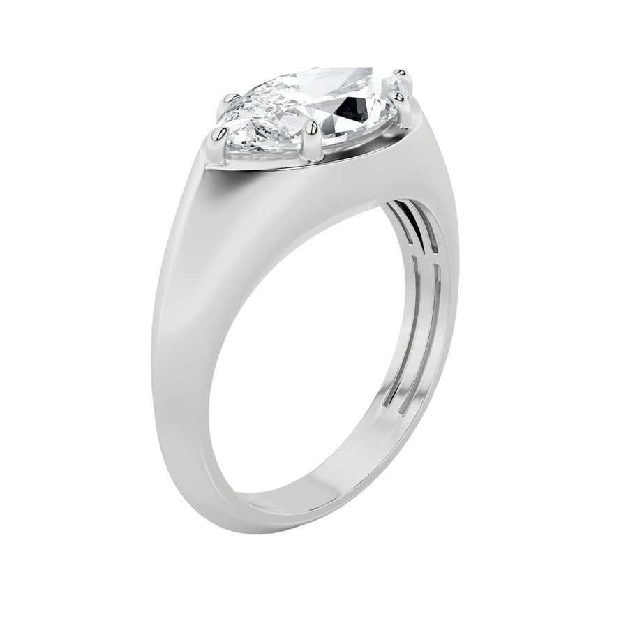 Marquise Shape East West Solitaire Ring lab grown diamond