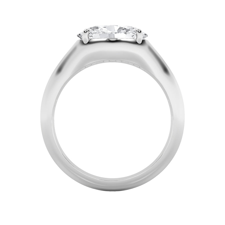 2Cttw Oval Shaped Lab Grown Diamond (F/VS) East West Solitaire Ring in 14K Gold