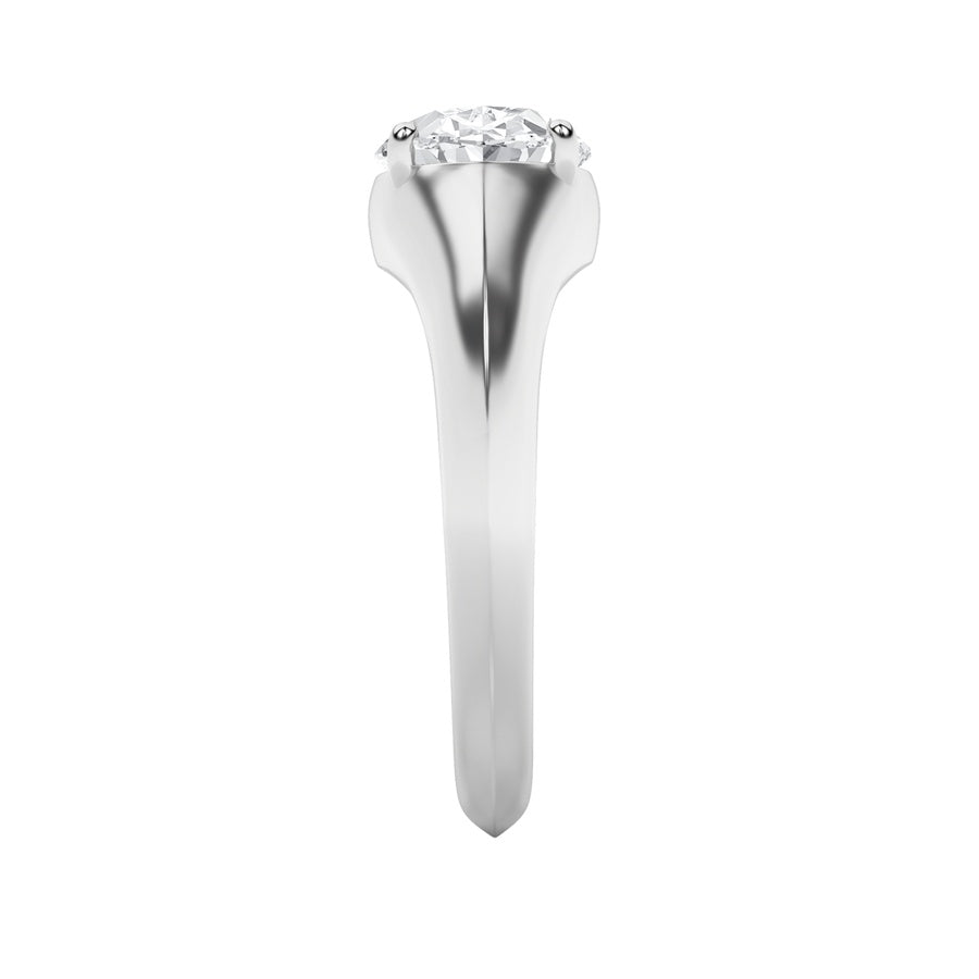 2Cttw Oval Shaped Lab Grown Diamond (F/VS) East West Solitaire Ring in 14K Gold