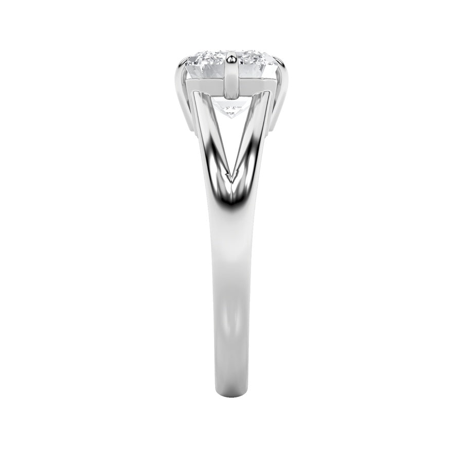 2.5Cttw Emerald Shaped Lab Grown Diamond (F/VS) East West Solitaire Ring in 14K Gold