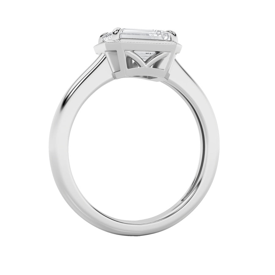 Emerald Shape East West Solitaire Ring lab grown diamond