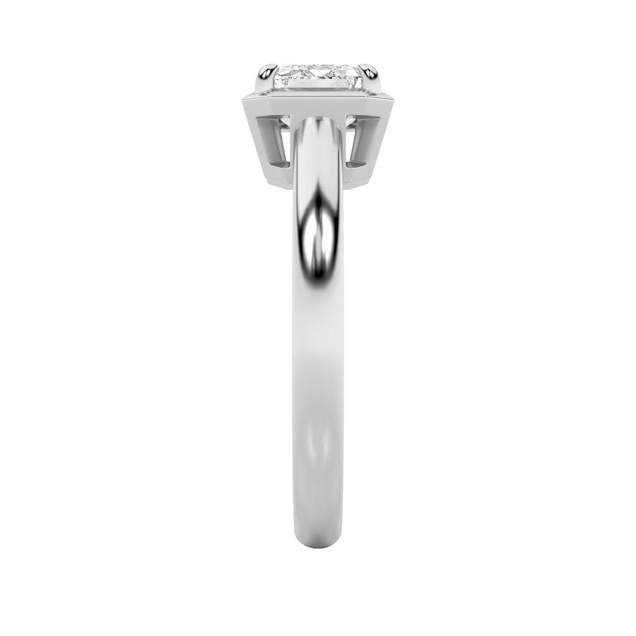 Emerald Shape East West Solitaire Ring lab grown diamond