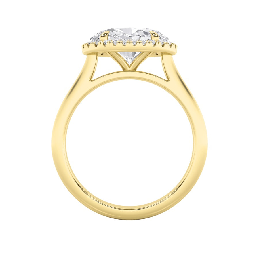 2Cttw Oval Shaped Lab Grown Diamond (F/VS) East West Accented Solitaire Ring in 14K Gold