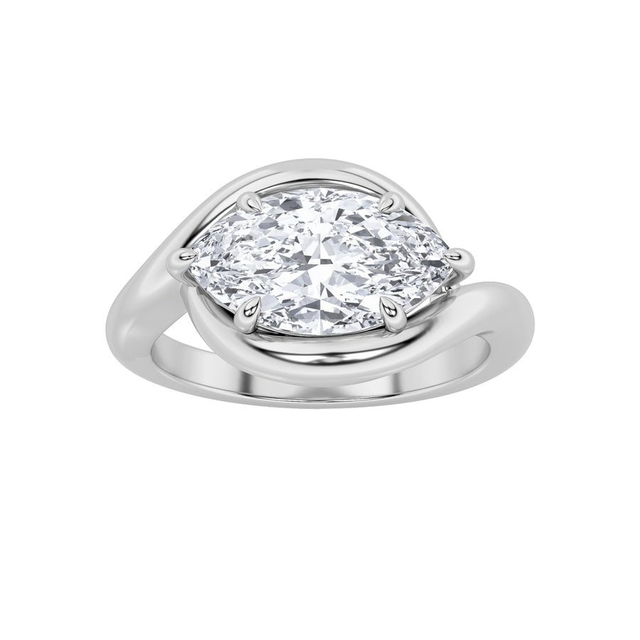 Marquise Shape East West Solitaire Ring lab grown diamond