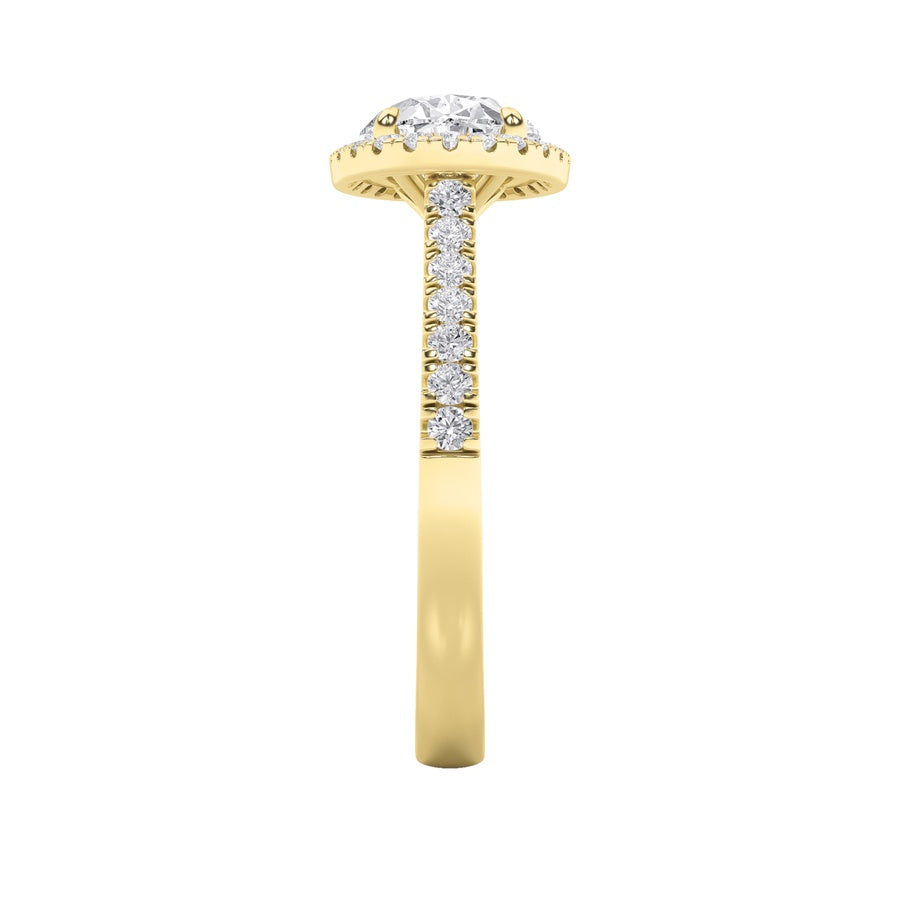 2Cttw Oval Shaped Lab Grown Diamond (F/VS) East West Accented Solitaire Ring in 14K Gold